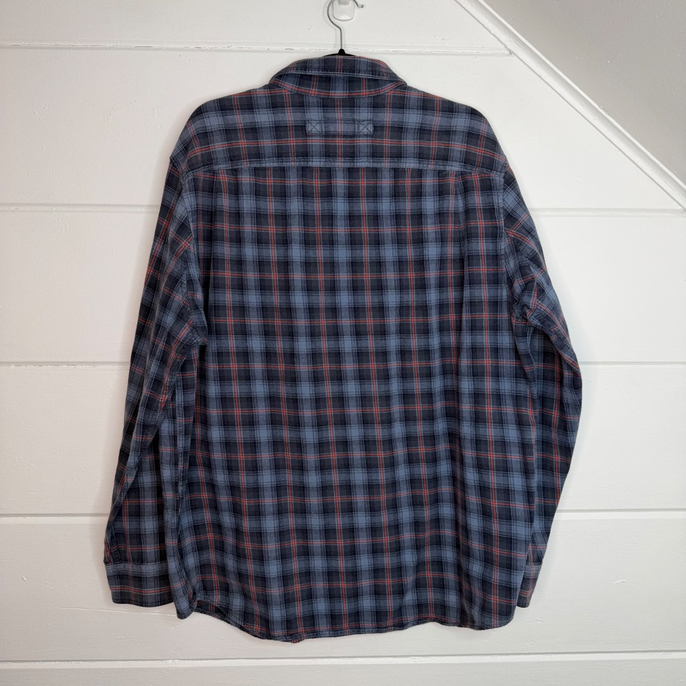 Duluth Trading Co XL Slim‎ Fit Free Swingin Flannel Slim Fit Shirt Blue Plaid - Picture 6 of 8